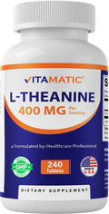 Vitamatic L-Teanina 400mg por dosis - 240 comprimidos - Sin OGM, sin gluten