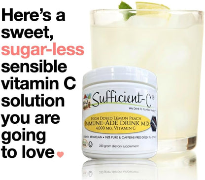 Sufficient-C 4,000 mg High-Dose Vitamin C Lemon Peach Drink Mix 250 g – Image 8