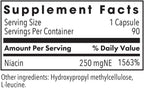 ARG Niacin con Vitamina B3 - 250 mg de Niacina - 90 Cápsulas