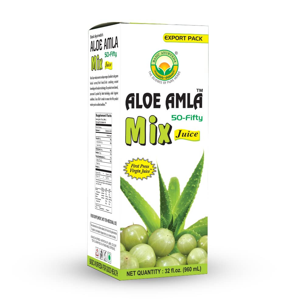 Basic Ayurveda Aloe Vera & Amla Herbal Mix Juice - 960 ml