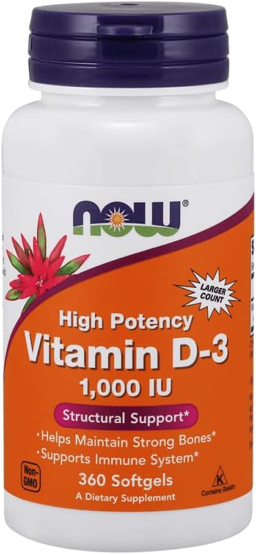 Vitamin D-3 1000 IU (Alta Potencia) - 360 Cápsulas Blandas de NOW Foods