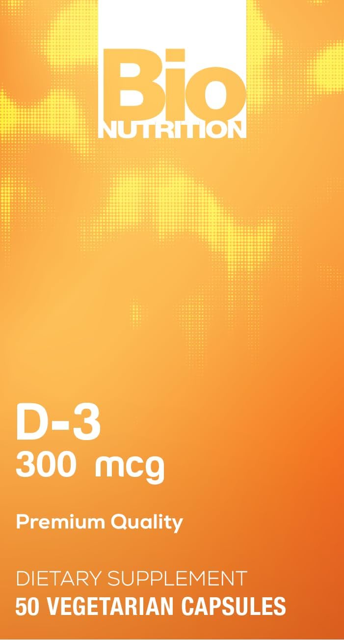 Bio Nutrition Vitamina D3 12,000 UI Cápsulas Vegetales, 50 Unidades
