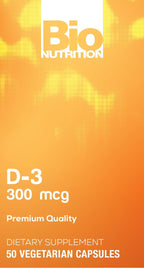 Bio Nutrition Vitamina D3 12,000 UI Cápsulas Vegetales, 50 Unidades