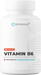 Biogenique Vitamina B6 100 mg - Cápsulas de Piridoxina (120 Cápsulas)