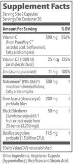 LifeSeasons Clinical Immunity Daily Boost - Complemento para el Sistema Inmunológico con Pre+Probióticos, Saúco, Zinc, Vitamina C y D3 - 60 Cápsulas