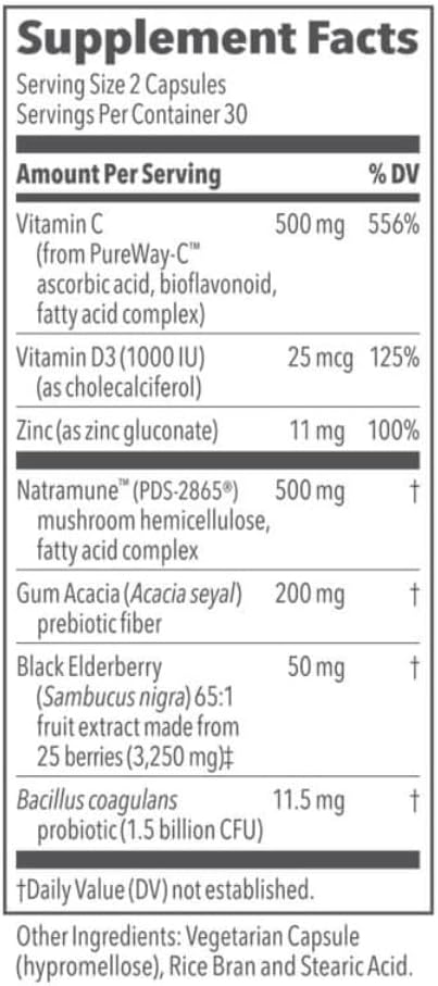 LifeSeasons Clinical Immunity Daily Boost - Complemento para el Sistema Inmunológico con Pre+Probióticos, Saúco, Zinc, Vitamina C y D3 - 60 Cápsulas
