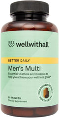 WellWithAll Multivitamínico para Hombres con Zinc, Vitamina D, B12, K2 y Calcio | Apoyo Inmunidad y Energía | 60 Comprimidos