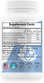 D3 Plus Boron Vitamin K2 Magnesium Zinc – 180 Cápsulas Veganas