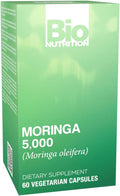 Bio Nutrition Moringa 5000mg 60 Vegetarian Capsules | Complete Green Superfood | Natural Multivitamin | Energy & Digestive Health