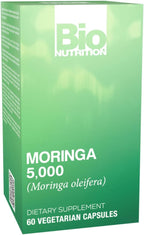 Bio Nutrition Moringa 5000mg 60 Vegetarian Capsules | Complete Green Superfood | Natural Multivitamin | Energy & Digestive Health