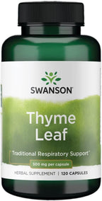 Swanson Hojas de Tomillo - Suplemento Herbal, 500 mg, 120 Cápsulas (Paquete de 4)