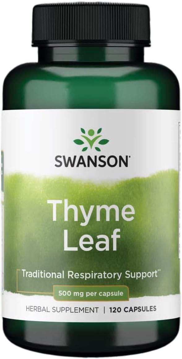 Swanson Hojas de Tomillo - Suplemento Herbal, 500 mg, 120 Cápsulas (Paquete de 4)