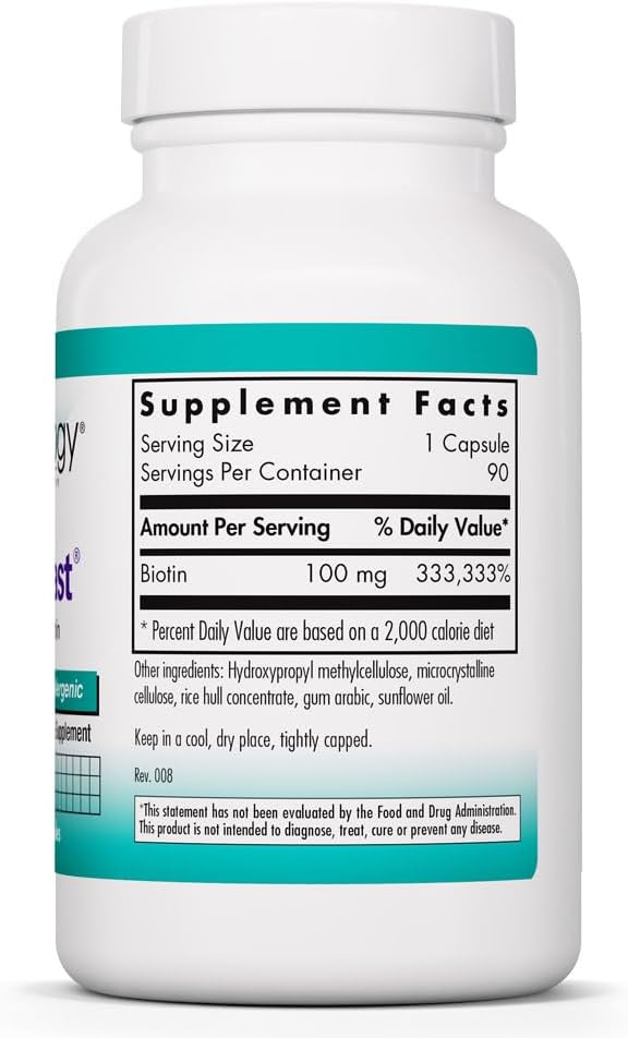 NutriCology Biotin Blast - 100 mg Biotin - 90 Vegetable Capsules