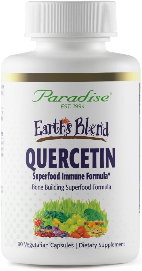 Paradise Herbs Earth's Blend Quercetina – Apoyo Inmunitario y Antioxidante con Probióticos y Adaptógenos, 90 Cápsulas Vegetarianas
