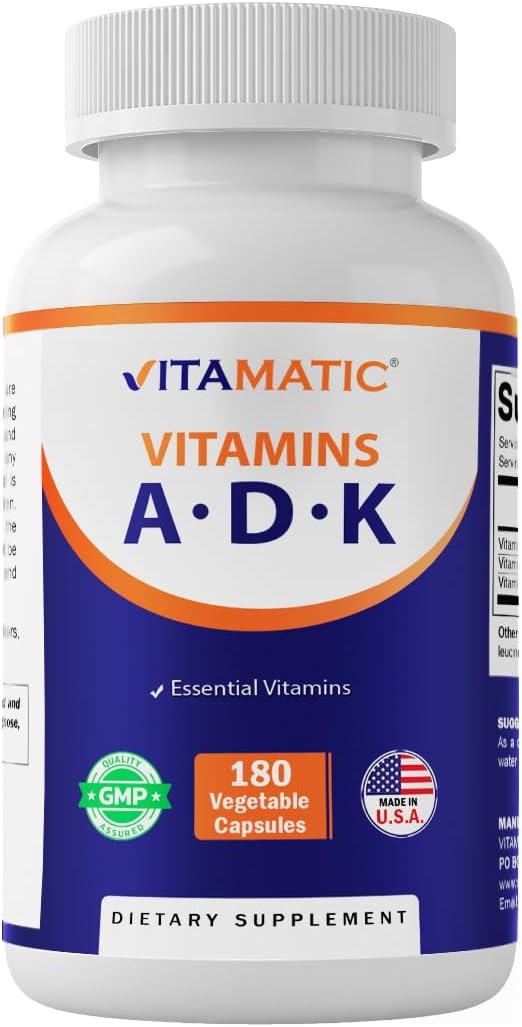 Vitamatic ADK Vitamin Supplement, 180 Cápsulas Veganas