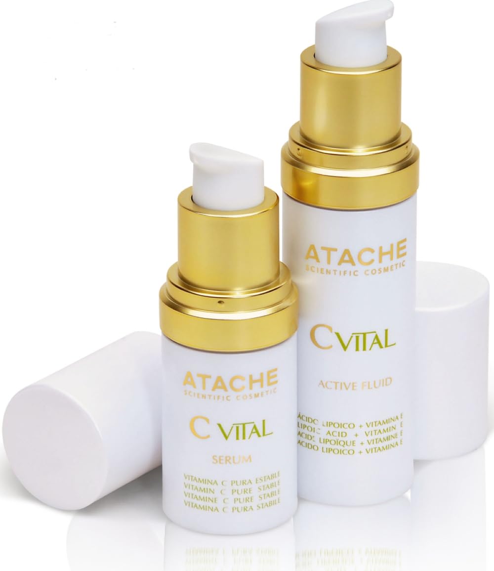 C Vital Protector Noche Triple Antioxidante Biológico: Sérum (Vitamina C Pura) + Fluido Activo (Ácido Lipoico + Vitamina E) de atache