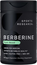 Sports Research Berberine - Suplemento Herbal Ayurvédico para el Apoyo Metabólico - 1000 mg - 60 Cápsulas - Vegano, Sin Gluten, No Transgénico