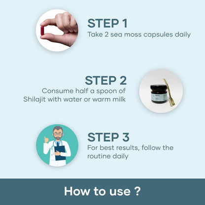 Mars by GHC Vitality Booster Combo | Shilajit y Sea Moss (60 cápsulas)