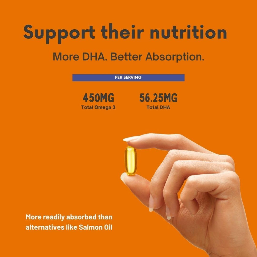 Omega 3 Fish Oil for Dogs & Cats | Joint Support | Brain & Heart Health | Pure EPA DHA | 100 Soft Gels