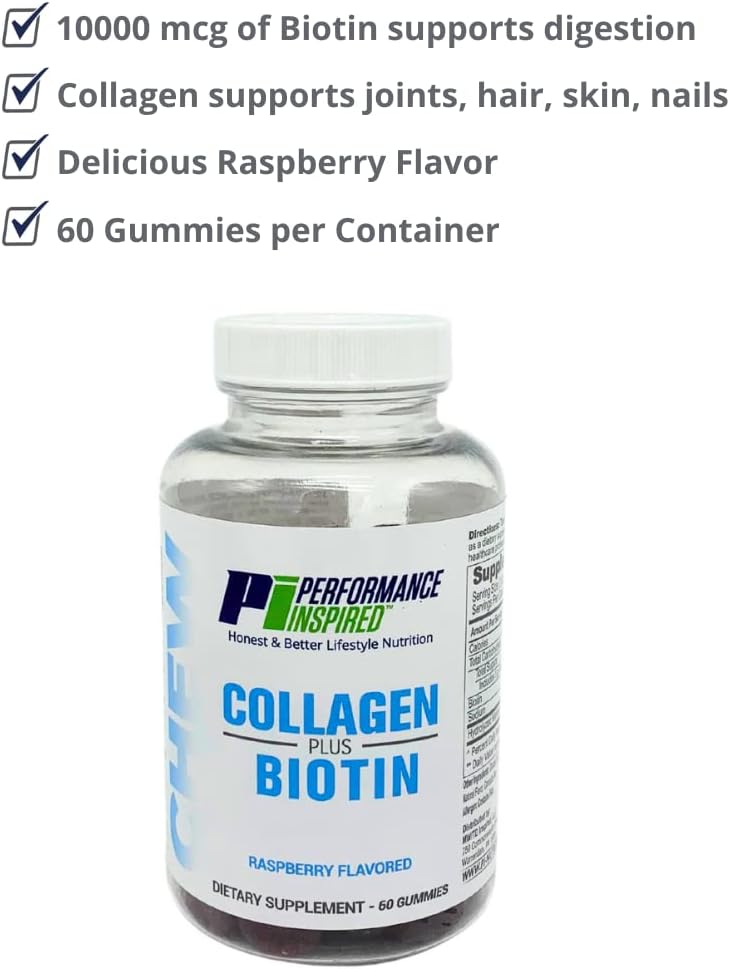 PERFORMANCE INSPIRED Nutrition Collagen + – Biotina (D-biotina) : forma activa de la vitamina B7, necesaria para – Image 4