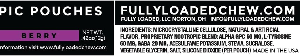Fully Loaded Alpha Nootropic Pouches (Berry) - 5 Latas - 15 bolsitas por lata