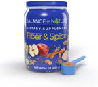 Balance of Nature Fiber & Spice - Cáscara de Psyllium, Semilla de Lino, Cúrcuma y Manzana - 30 Dosis