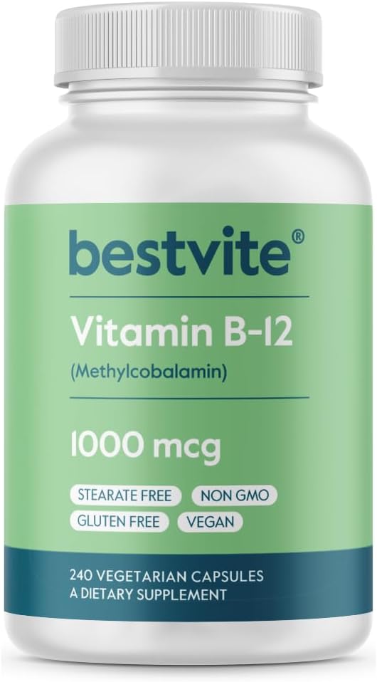 BESTVITE Vitamina B12 (Metilcobalamina) 1000 mcg - 240 Cápsulas Vegetarianas