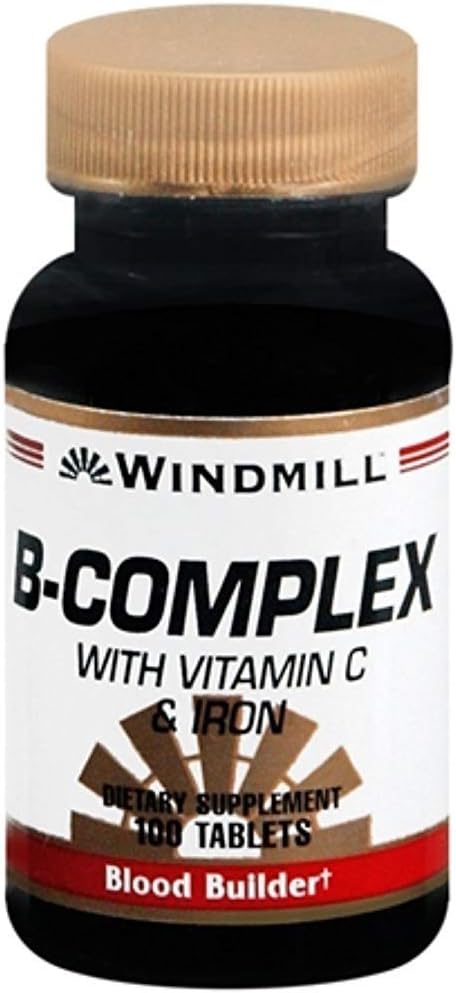 Windmill Complejo B con Vitamina C y Hierro, 100 tabletas (Paquete de 3)