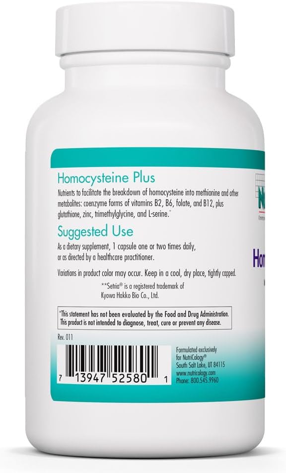 Nutricology Homocysteine Plus - 90 Cápsulas Vegetarianas