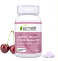EZ Melts Energía, Memoria y Estado de Ánimo - Suplemento de Vitaminas B con Vitamina B12, B6, Folato y Biotina - Sin OMG y Vegano - Cherry Berry - 60 Comprimidos Bucodispersables (60 Dosis)