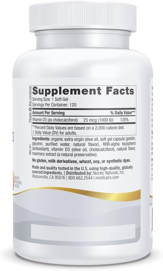 Nordic Naturals Pro Vitamina D3 1000, Naranja – 120 Cápsulas Blandas
