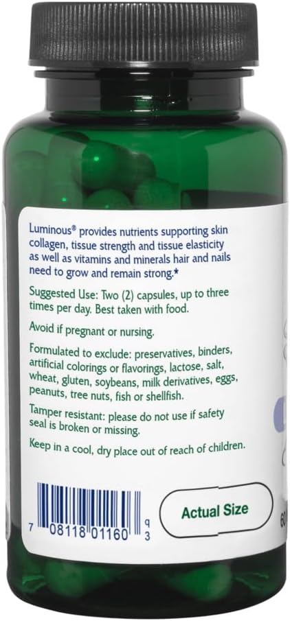 Vitanica Luminous, Complemento para Cabello, Piel y Uñas, Vegano, 60 Cápsulas