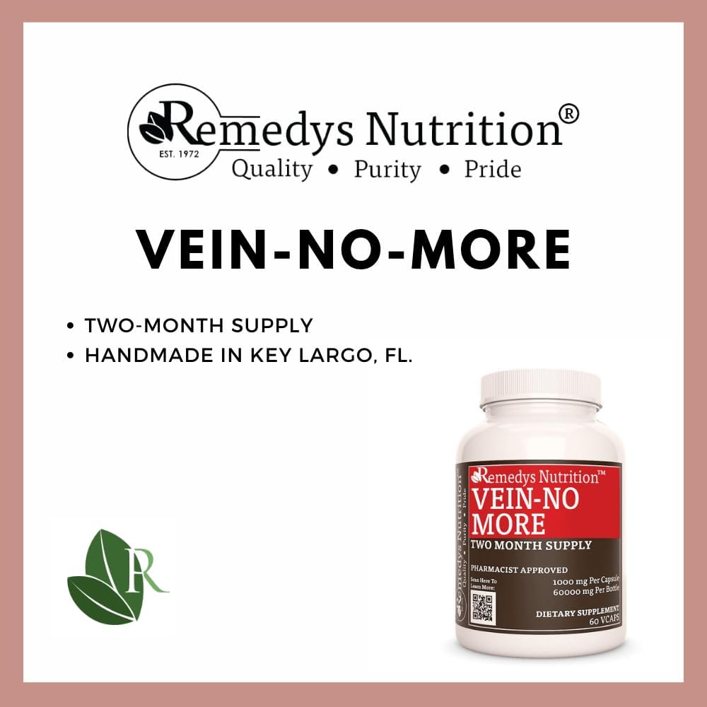 Vein No More | 1000 mg, 60 Cápsulas Veganas - Suplemento Herbal