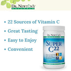 SelfCare+ Dr. Newton's Naturals Super C22 Mezcla Efervescente de Vitamina C en Polvo con 22 Fuentes Naturales – 1500 mg – 252 g