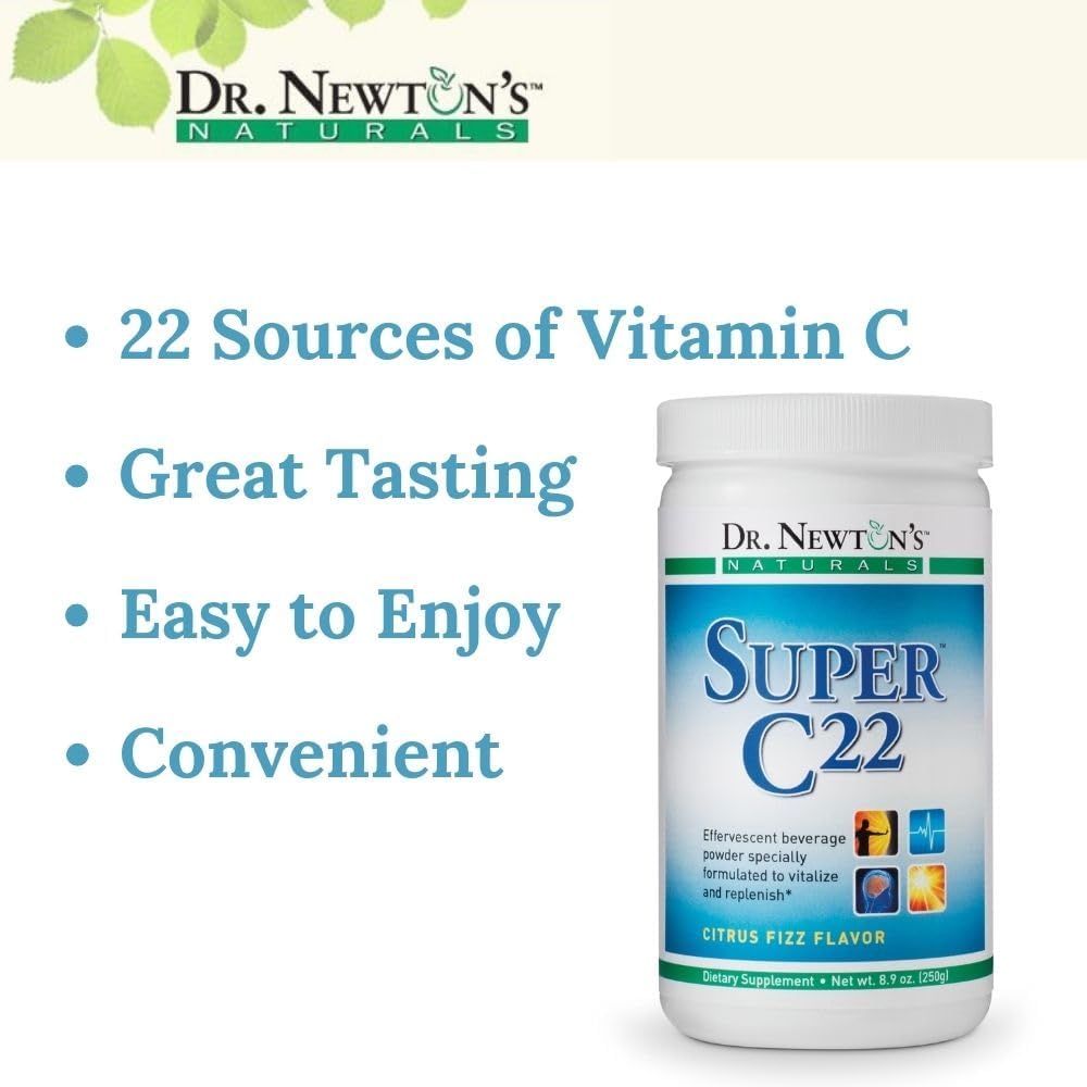 SelfCare+ Dr. Newton's Naturals Super C22 Mezcla Efervescente de Vitamina C en Polvo con 22 Fuentes Naturales – 1500 mg – 252 g