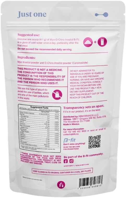 B-fit Inositol Suplemento para Mujeres - Myo & D-Chiro Inositol 40:1