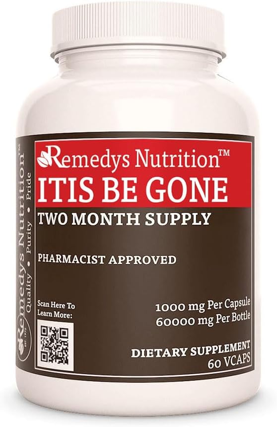 Remedy's Nutrition Itis Be Gone | 1000 mg, 60 Cápsulas Veganas | Complemento Alimenticio Herbal | Dos Meses de Suministro