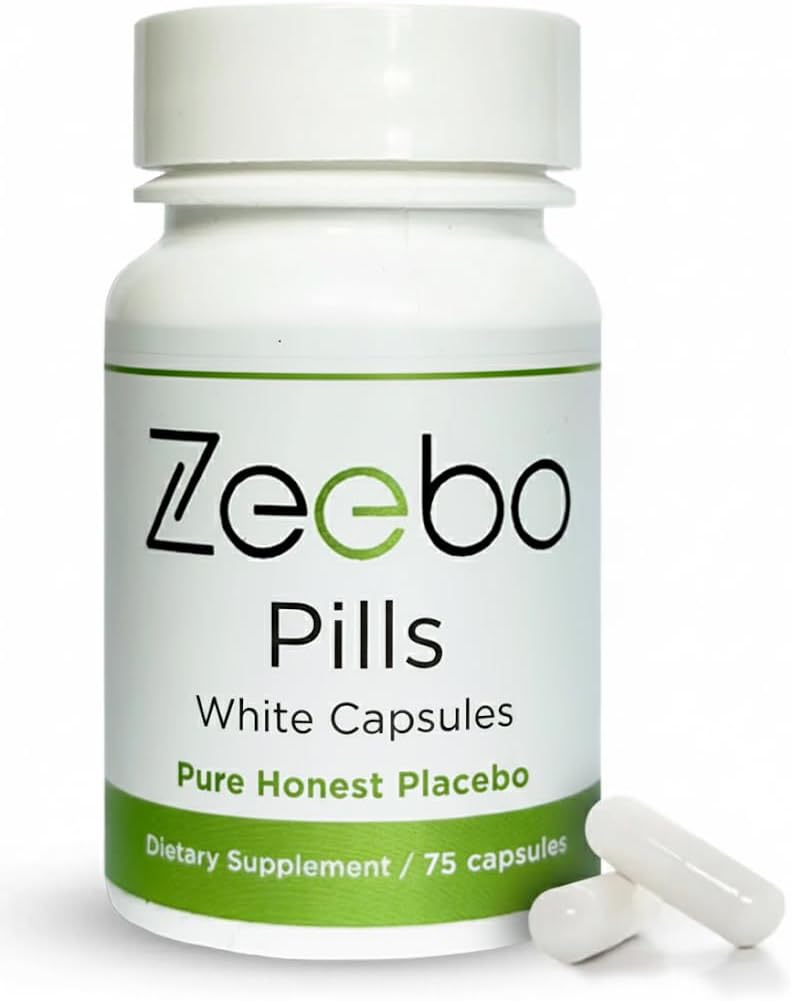 Zeebo - Cápsulas Placebo Blancas, Sin Logo, Inertes, Tamaño-2, 75 Cápsulas Veganas, Sin Lactosa, Sin Azúcar, Sin Colorantes Artificiales