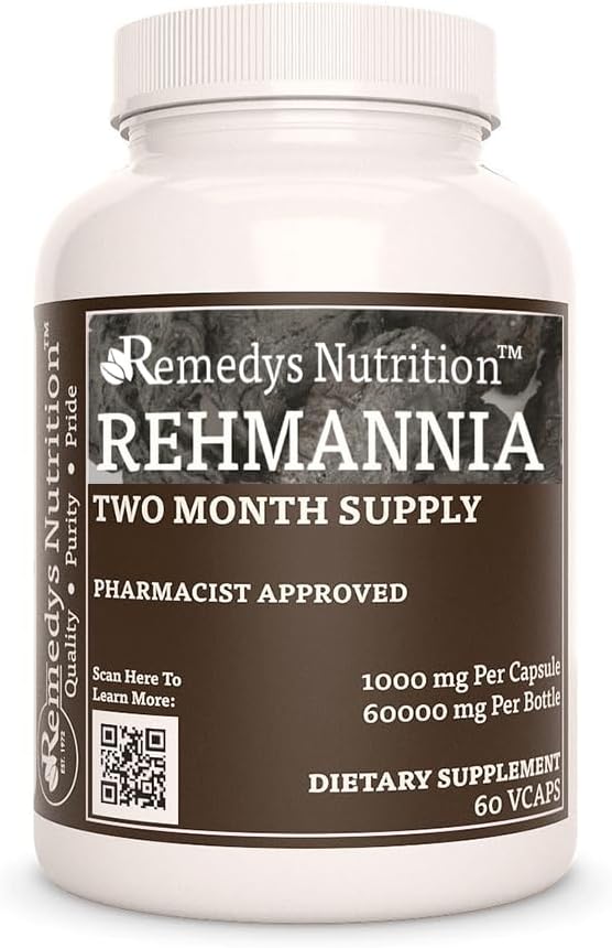 Rehmannia Root - 1.000 mg, 60 Cápsulas Veganas - Suplemento Herbal - 2 Meses de Suministro