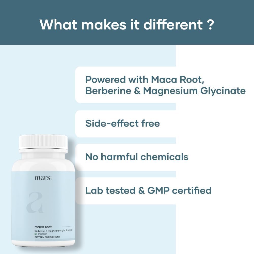 mars by GHC Maca Root Caps (Ginseng) con Magnesio y Berberina - 60 Cápsulas (Pack de 3)
