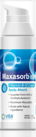 Crema de Vitamina B12 Maxasorb - Methylcobalamin 1000 mcg - 1.7 oz