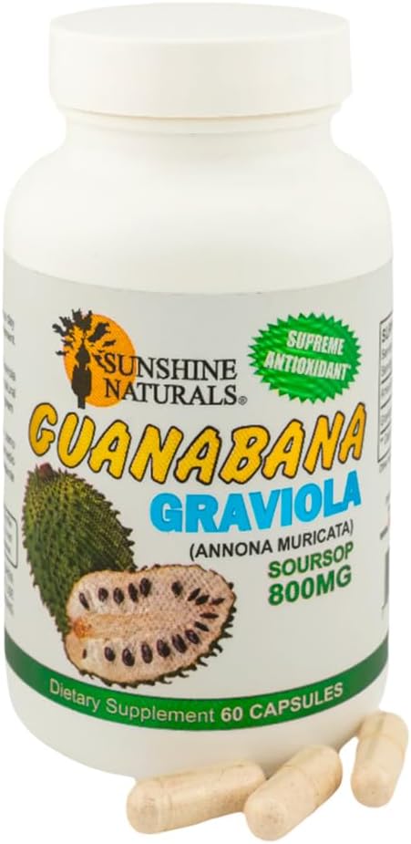 Sunshine Naturals Graviola Suplemento - 800 mg, 60 Cápsulas