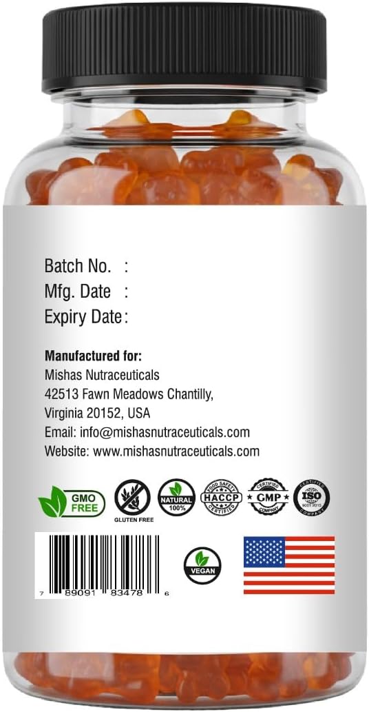 Mishas Nutraceuticals Gominolas de Biotina para Cabello, Piel y Uñas - Extra Fuerte, 60 unidades