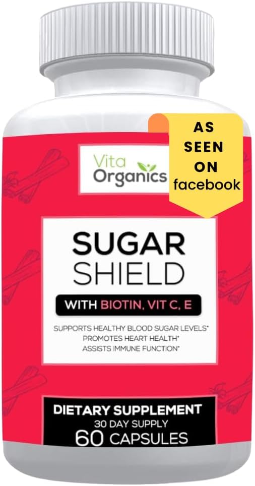Sugar Shield - Suplemento Avanzado para el Soporte de Azúcar - Biotina, Óxido de Magnesio, Cromo - 60 Cápsulas Vegetales - 30 Días