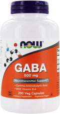 NOW Foods GABA con Vitamina B6, 500 mg, 200 Cápsulas Vegetales
