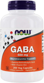 NOW Foods GABA con Vitamina B6, 500 mg, 200 Cápsulas Vegetales