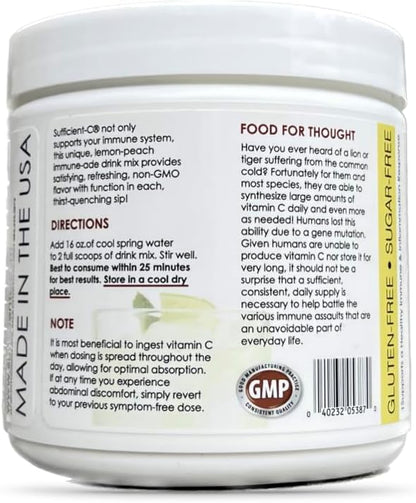Sufficient-C 4,000 mg High-Dose Vitamin C Lemon Peach Drink Mix 250 g – Image 6