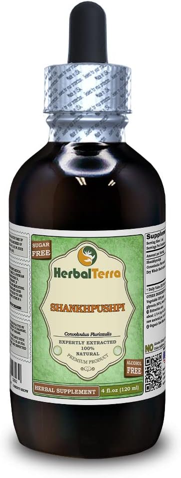 Shankhpushpi (Convolvulus Pluricaulis) Extracto Líquido Sin Alcohol - HerbalTerra, 118 ml