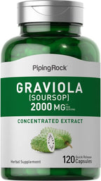 Piping Rock Graviola Soursop Cápsulas | 120 uds | Suplemento de Hojas | Extracto Concentrado | No Transgénico, Sin Gluten
