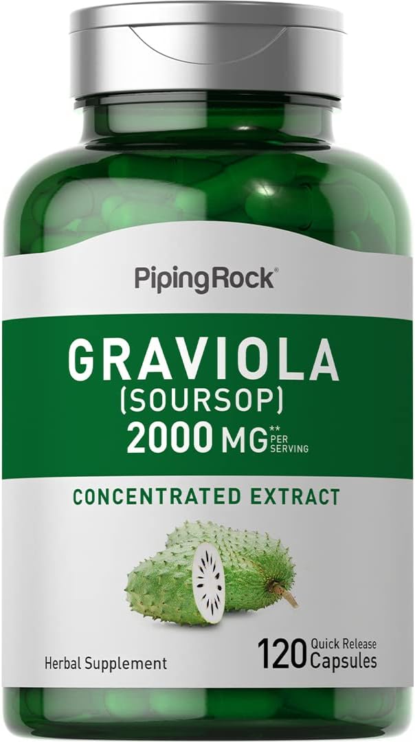 Piping Rock Graviola Soursop Cápsulas | 120 uds | Suplemento de Hojas | Extracto Concentrado | No Transgénico, Sin Gluten